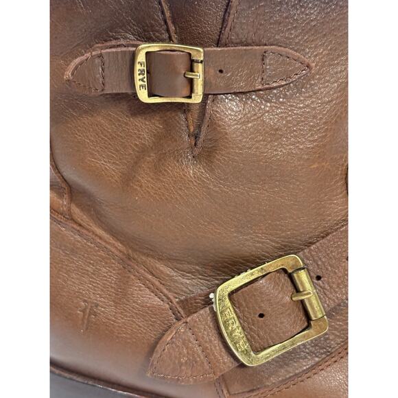 Frye Vicky Engineer Boots in Cognac Brown Leather w/Buckles Women's Sz 11B Ankle - Picture 4 of 10